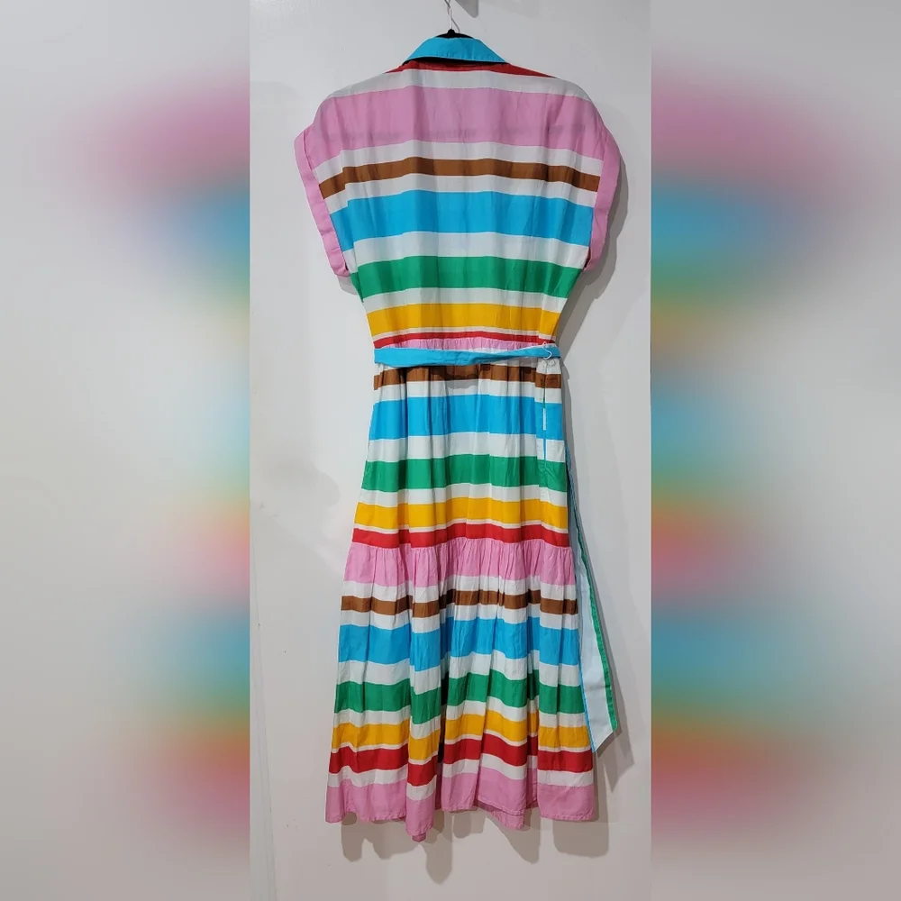 J. Crew Multicolor Striped Button-Front Midi Dress - Picture 2 of 3